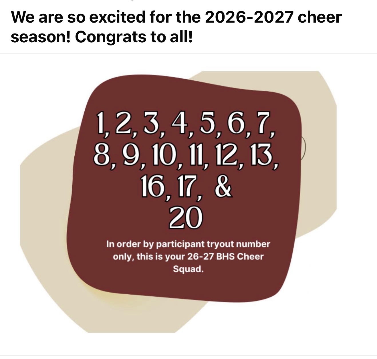 Cheer Results 26 - 27